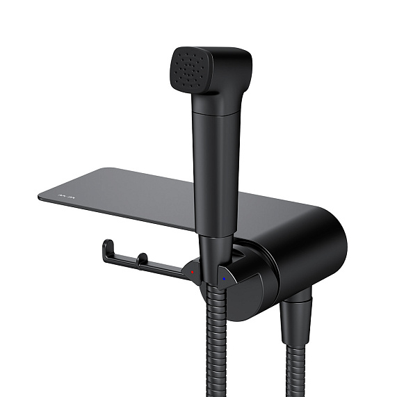 Гигиенический душ со смесителем AM.PM Func F0H8F922 черный встраиваемый, полка, шланг 1200, держатель туалетной бумаги-9