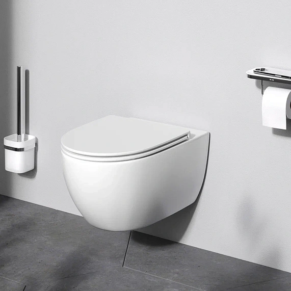 Унитаз подвесной безободковый с инсталляцией AM.PM Awe IS47001.111700 сиденьем микролифт, белой пневм. клавишей-2