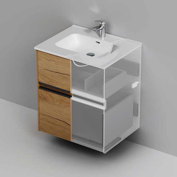 Тумба с раковиной 60 AM.PM Sense M7B-FUX0602OF-WCC0602WG подвесная/напольная на ножках, светлое дерево-4