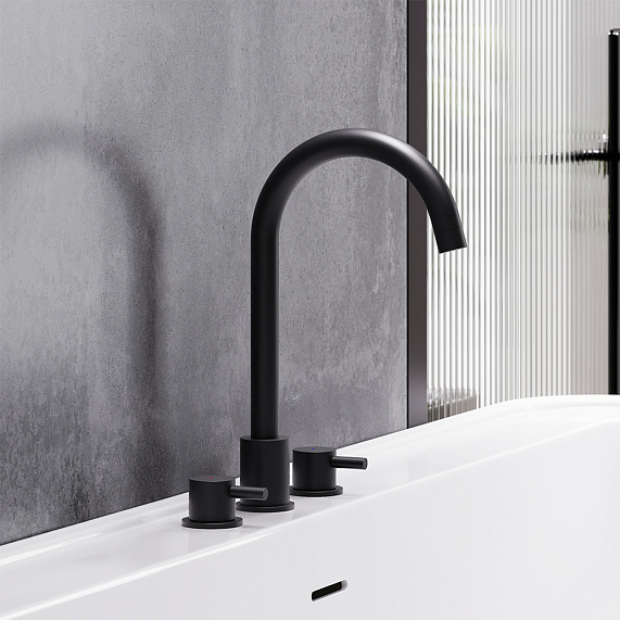 Смеситель для раковины (умывальника) Damixa Scandinavian Pure 360200300 трехсекционный, черный-1