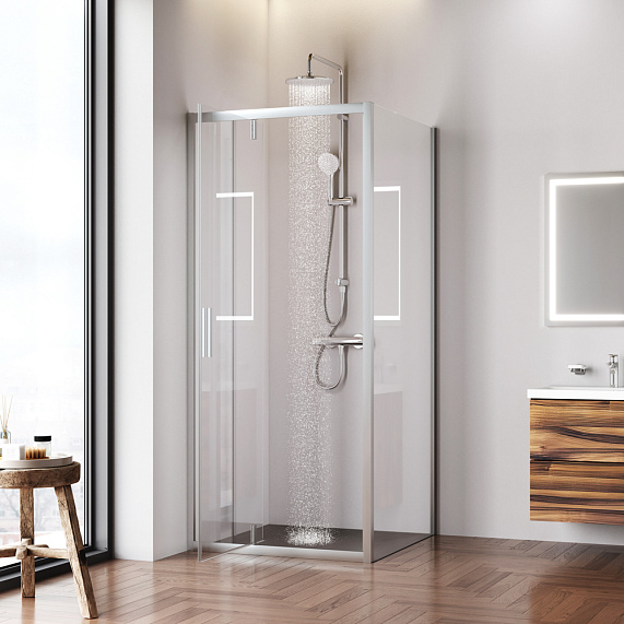 Душевое ограждение без поддона 90x90 AM.PM Gem W90G-404-9090-MT профиль серебристый-1