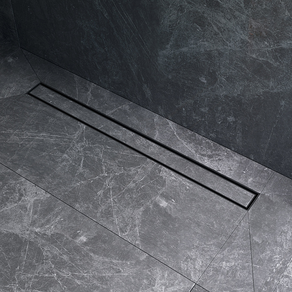 Душевой трап (лоток) 80 AM.PM MasterFlow W01SC-U11-080-04BM комбинированный затвор с черной матовой решеткой под плитку-10