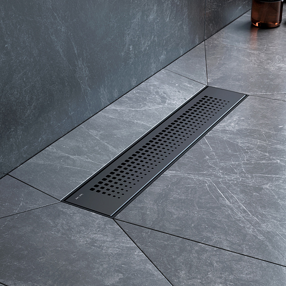 Душевой трап (лоток) 40 AM.PM PrimeFlow W02SC-P11-040-01BM комбинированный затвор с черной матовой решеткой-4