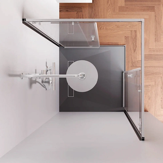 Душевое ограждение без поддона 100x80 AM.PM X-Joy W94G-403-10080-MT профиль серебристый-2