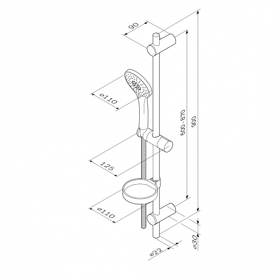 Душевой гарнитур AM.PM Spirit F0170064 штанга, шланг, лейка 5 режимов, хром-4