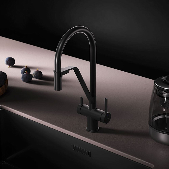 Смеситель для кухни AM.PM Func F8F07822 высокий, черный с каналом для питьевой воды и гибким черным изливом-3