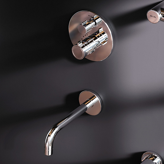 Встраиваемая душевая система AM.PM X-Joy FT85A3RH30 хром: тропический верхний душ, излив с душевой лейкой, термостат-2