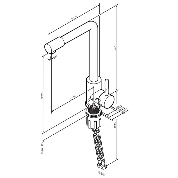 Смеситель для кухни AM.PM X-Joy S F85B05022 высокий, черный-9