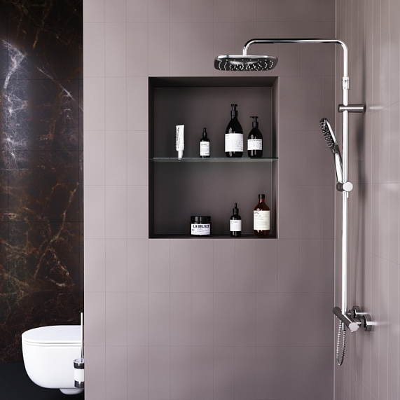 Душевая система Damixa Option DX218092000 стойка с тропическим душем, термостатом, смесителем, хром-5