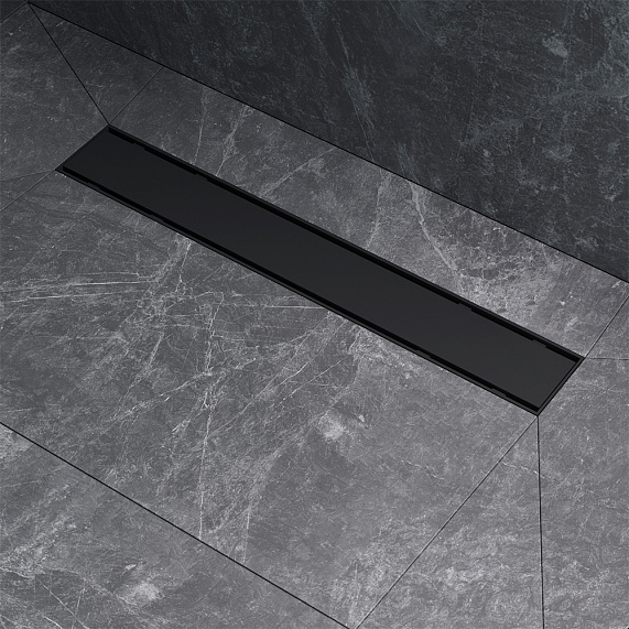 Душевой трап (лоток) 50 AM.PM PrimeFlow W02SC-U11-050-04BM комбинированный затвор с черной матовой решеткой под плитку-11