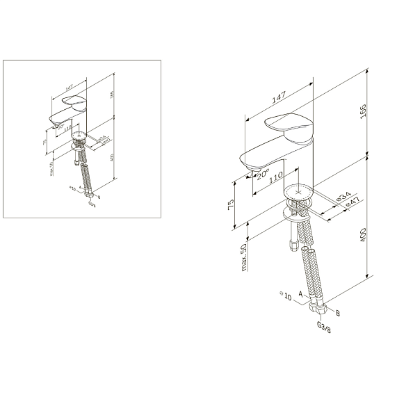 Смеситель для раковины (умывальника) AM.PM Like F8093016 хром-9
